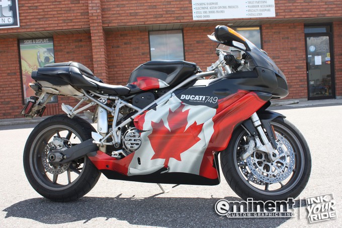 Ducati bike wrap Canadian flag