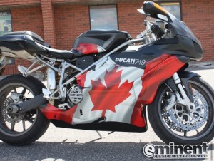 Ducati bike wrap Canadian flag