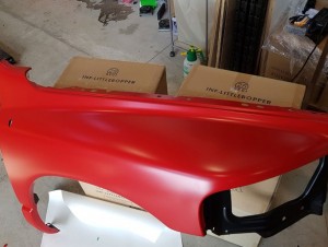 Satin Red Fender Vehicle Wrap