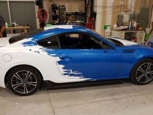 Subaru Matte White Blue Diamond Vehicle Wrap